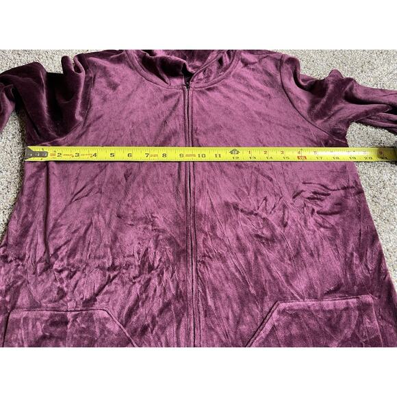 Pure Jill WOMENS Small Jacket Purple Velour Zip Hoodie Sweatshirt Lightweight - Picture 6 of 6